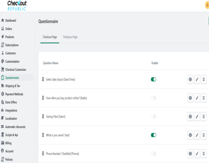 Questionnaire sorting
